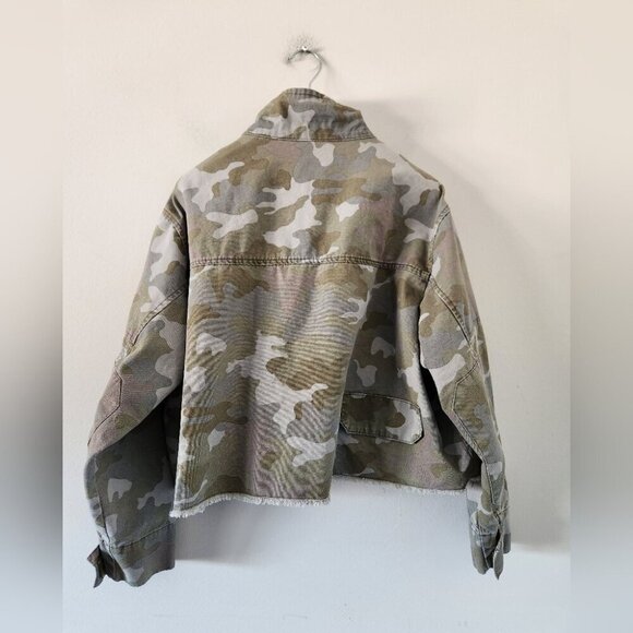 ZARA | Cropped Camo Jean Jacket Oversized Military Green Sz XS - Picture 3 of 5